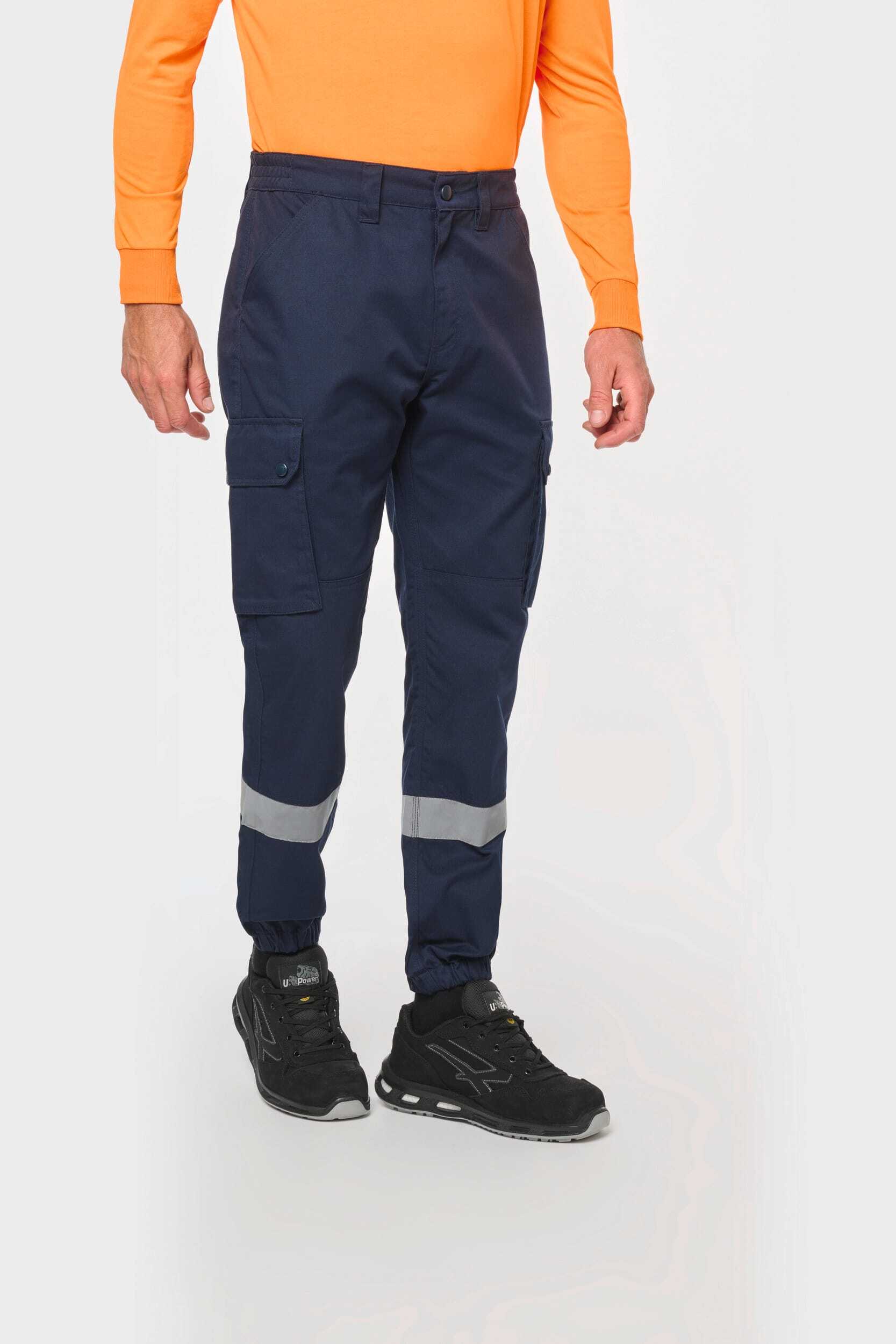 Pantalons personnalisable WK. DESIGNED TO WORK Pantalon cargo unisexe avec bas élastiqué et bande réfléchissante