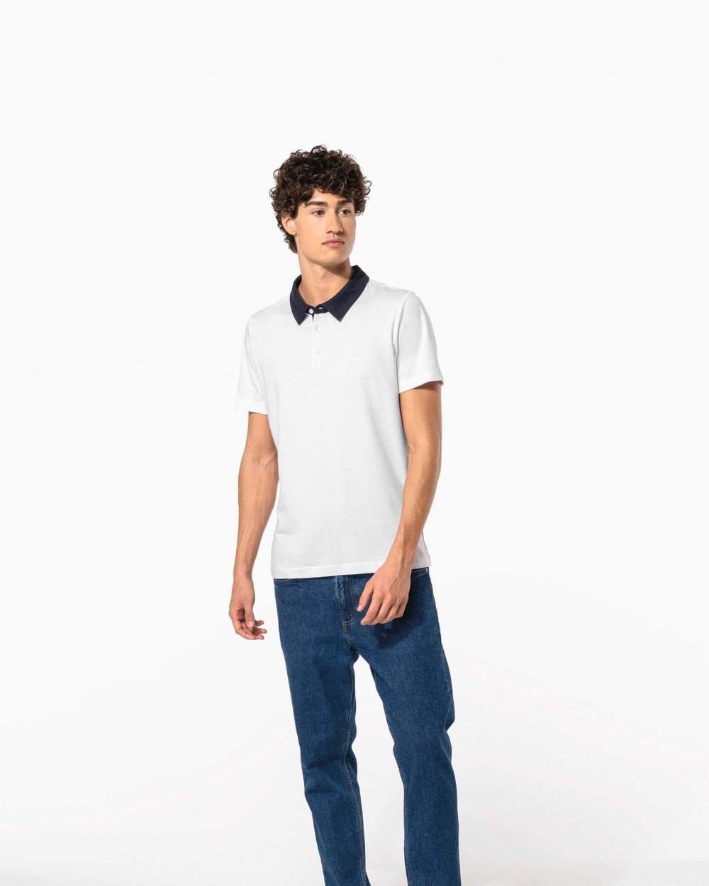 KARIBAN Zweifarbiges Jersey-Polohemd für Herren Poloshirts personalisierbar