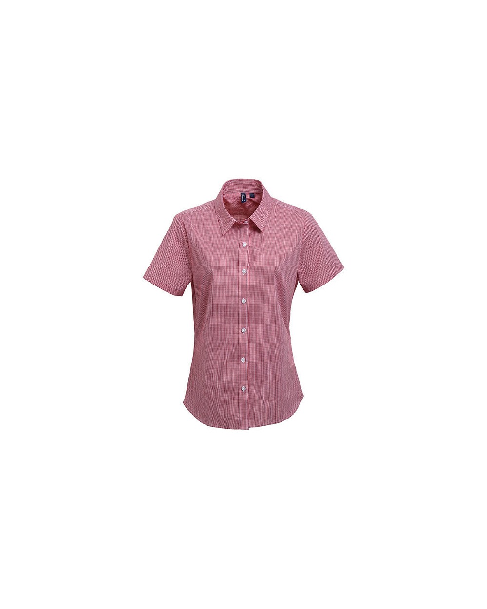 Hemden PREMIER Ladies` Microcheck (Gingham) Short Sleeve Cotton Shirt voor bedrukking &amp; borduring