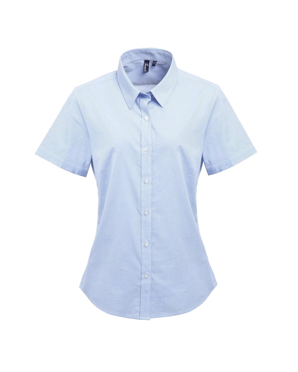 Hemden PREMIER Ladies` Microcheck (Gingham) Short Sleeve Cotton Shirt voor bedrukking &amp; borduring