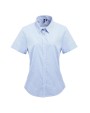 Hemden PREMIER Ladies` Microcheck (Gingham) Short Sleeve Cotton Shirt voor bedrukking &amp; borduring
