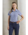 Hemden PREMIER Ladies` Microcheck (Gingham) Short Sleeve Cotton Shirt voor bedrukking &amp; borduring