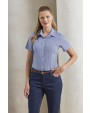 PREMIER Ladies Microcheck (Gingham) Short Sleeve Shirt Cotton Hemden personalisierbar