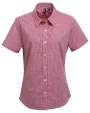 PREMIER Ladies Microcheck (Gingham) Short Sleeve Shirt Cotton Hemden personalisierbar