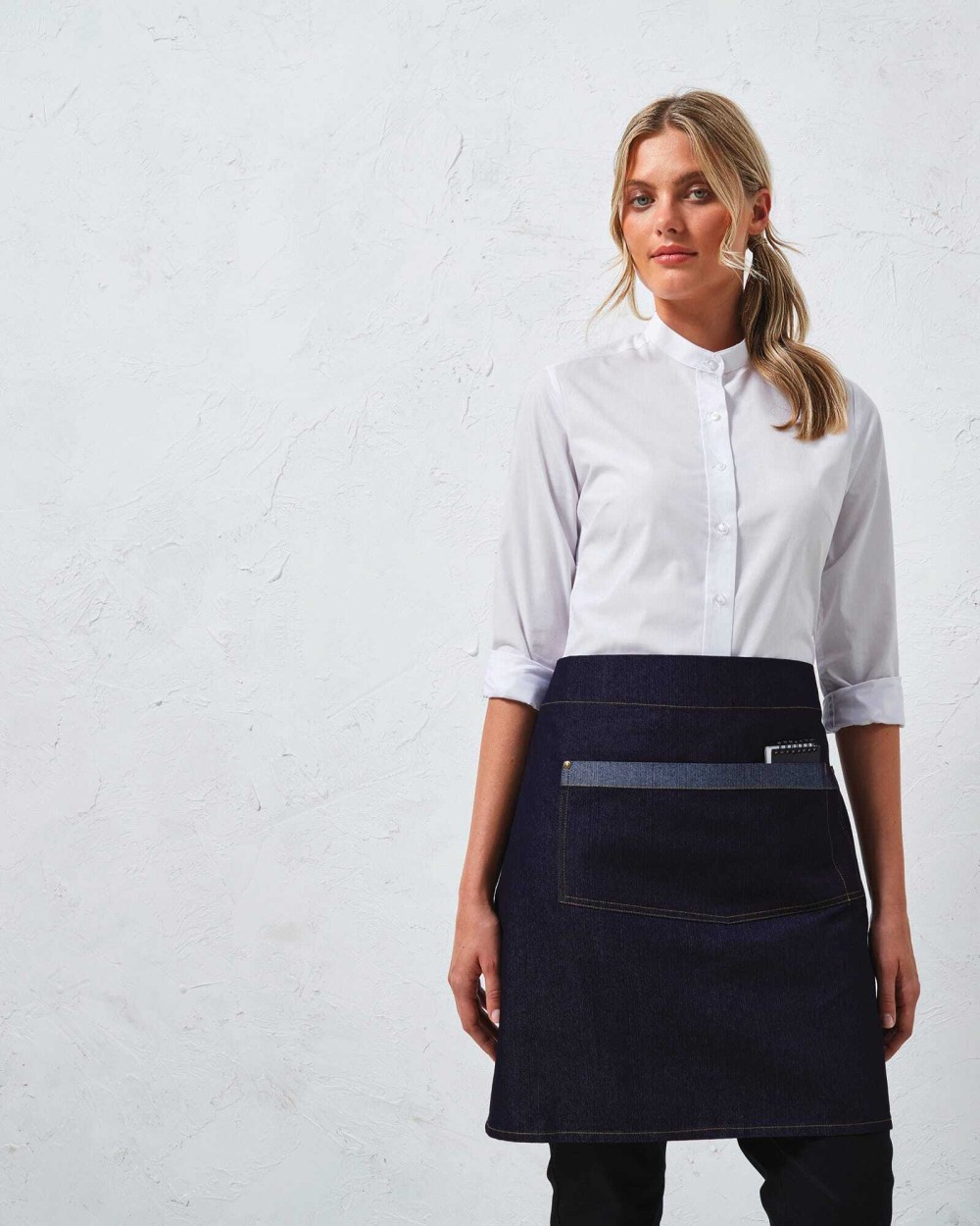 Schorten PREMIER Domain - Contrast denim heupschort voor bedrukking &amp; borduring