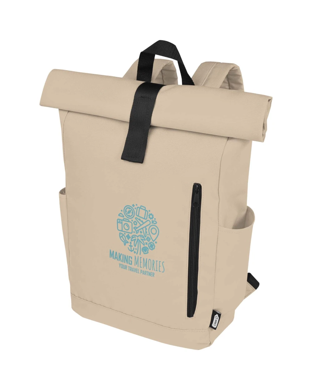 Tassen & Zakken 4DO Byron 15,6" rugzak van GRS RPET met opgerolde bovenkant 18 L voor bedrukking &amp; borduring