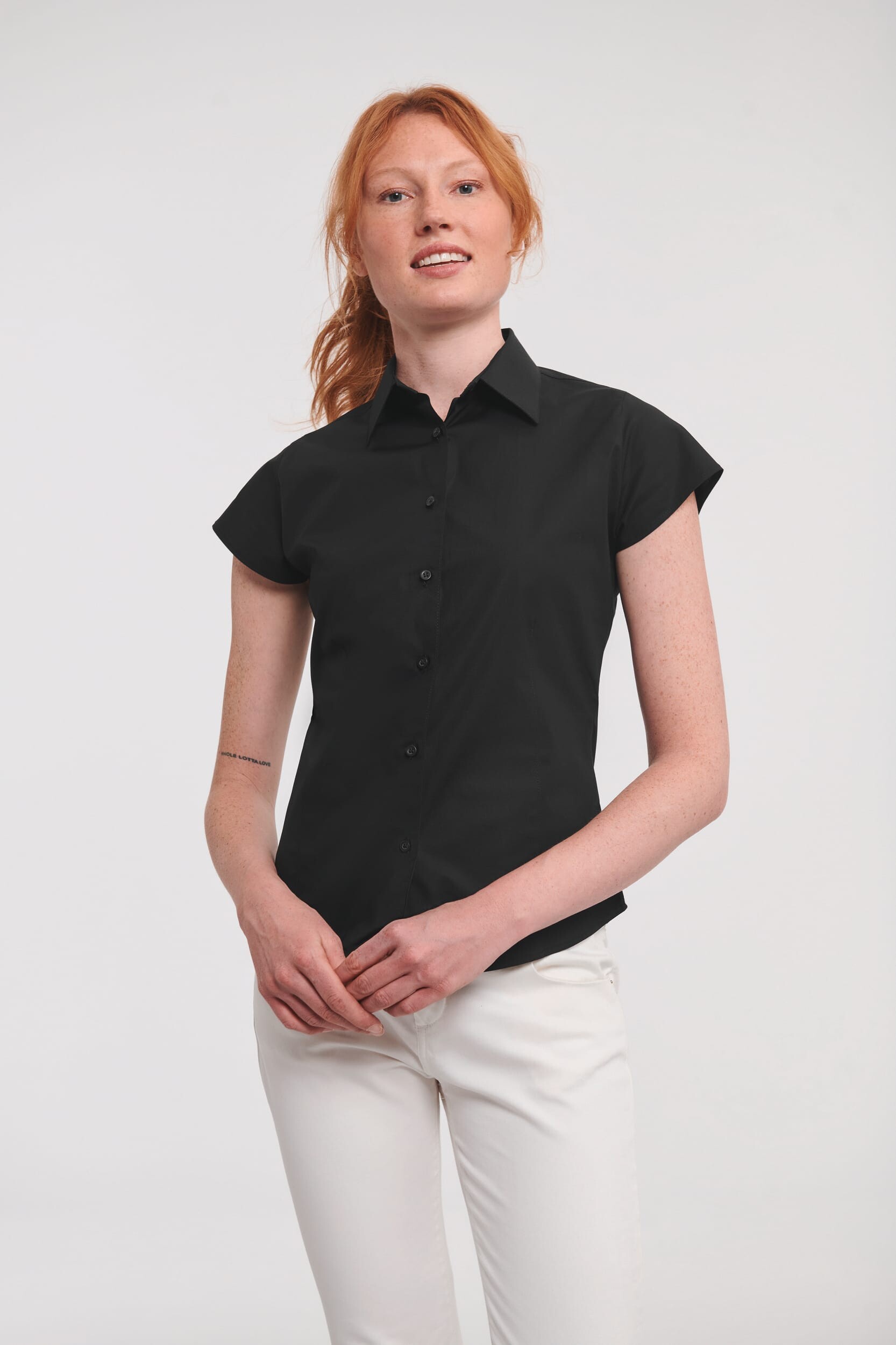 Hemden RUSSELL LADIES'' SHORT SLEEVE FITTED STRETCH SHIRT voor bedrukking &amp; borduring