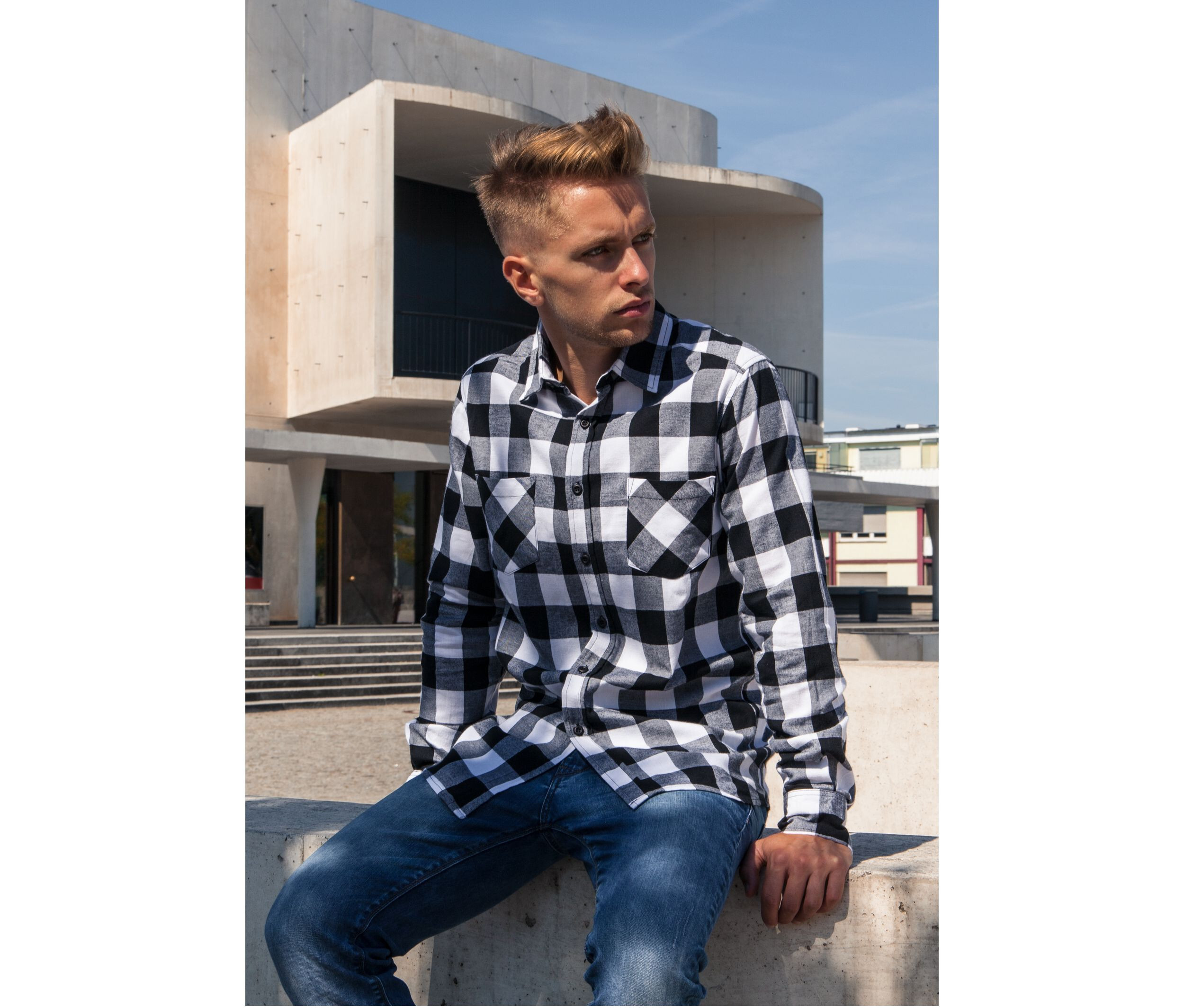 Chemises personnalisable BUILD YOUR BRAND CHECKED FLANELL SHIRT