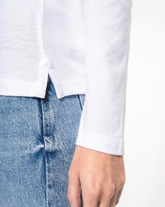 KARIBAN Damen Langarm-Polohemd. Baumwollpiqué Poloshirts personalisierbar