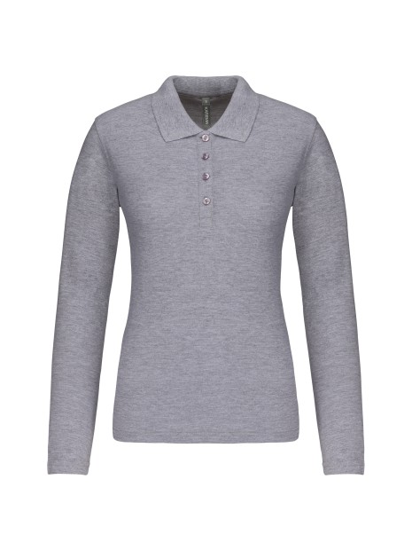 KARIBAN Polo piqué manches longues femme /api/colors/a37ac46b-201c-43db-9085-8f3a99c04b1c personnalisable