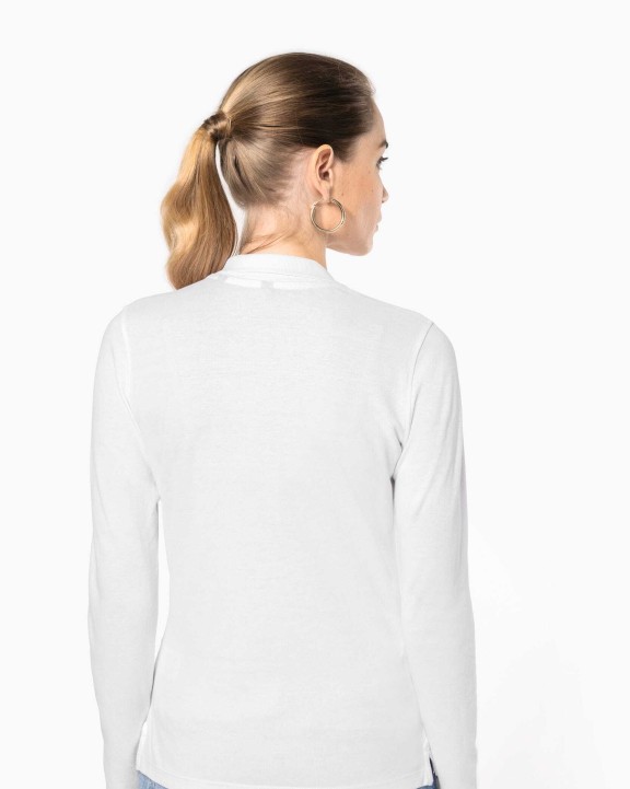 KARIBAN Damen Langarm-Polohemd. Baumwollpiqué Poloshirts personalisierbar