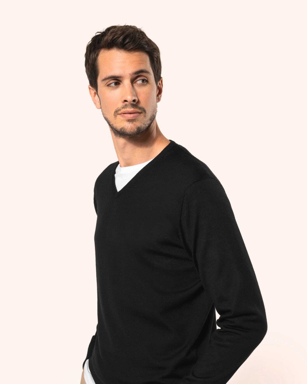 KARIBAN Merino-Herrenpullover mit V-Ausschnitt Pullovers personalisierbar