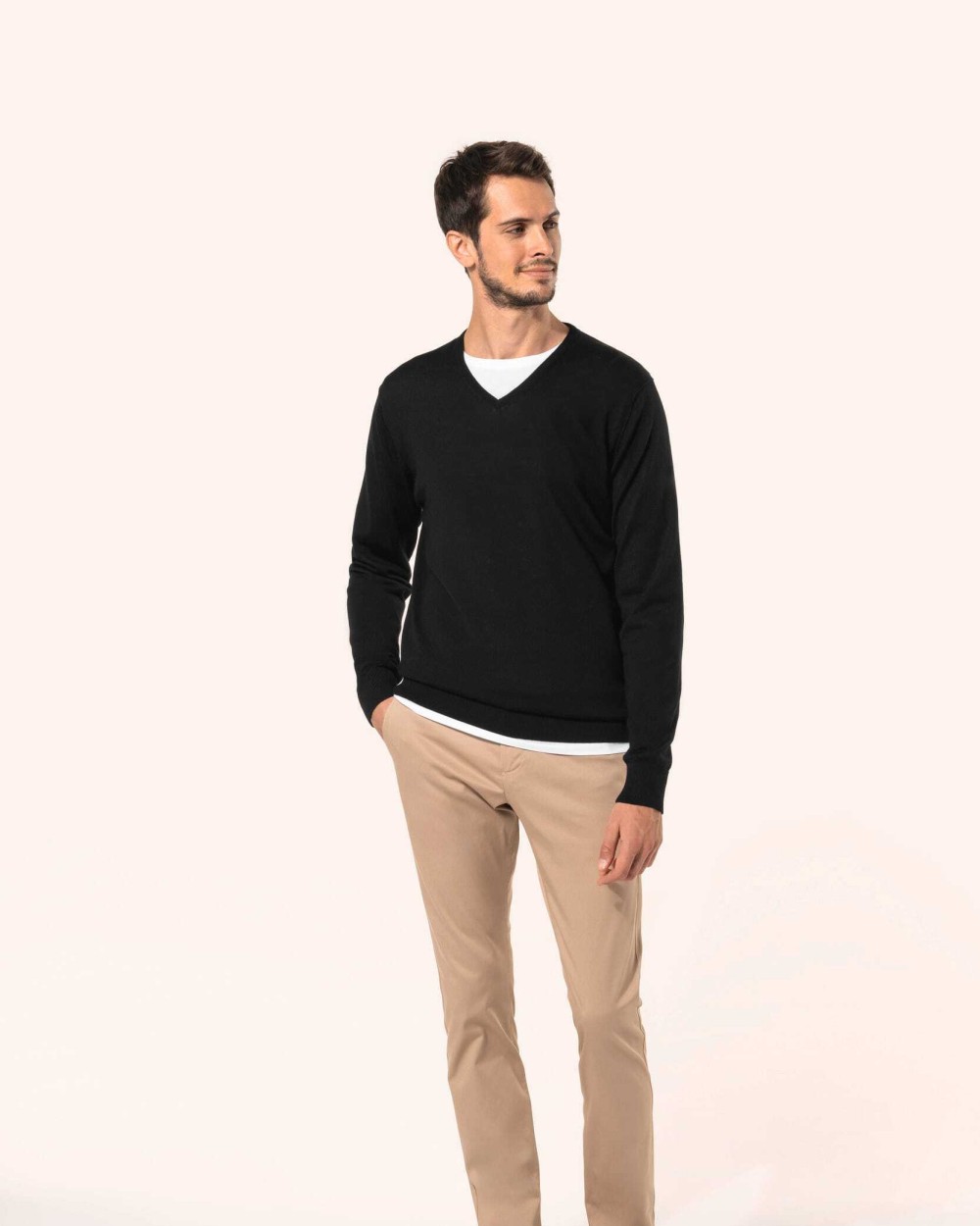 Pulls personnalisable KARIBAN Pull Mérinos col V homme