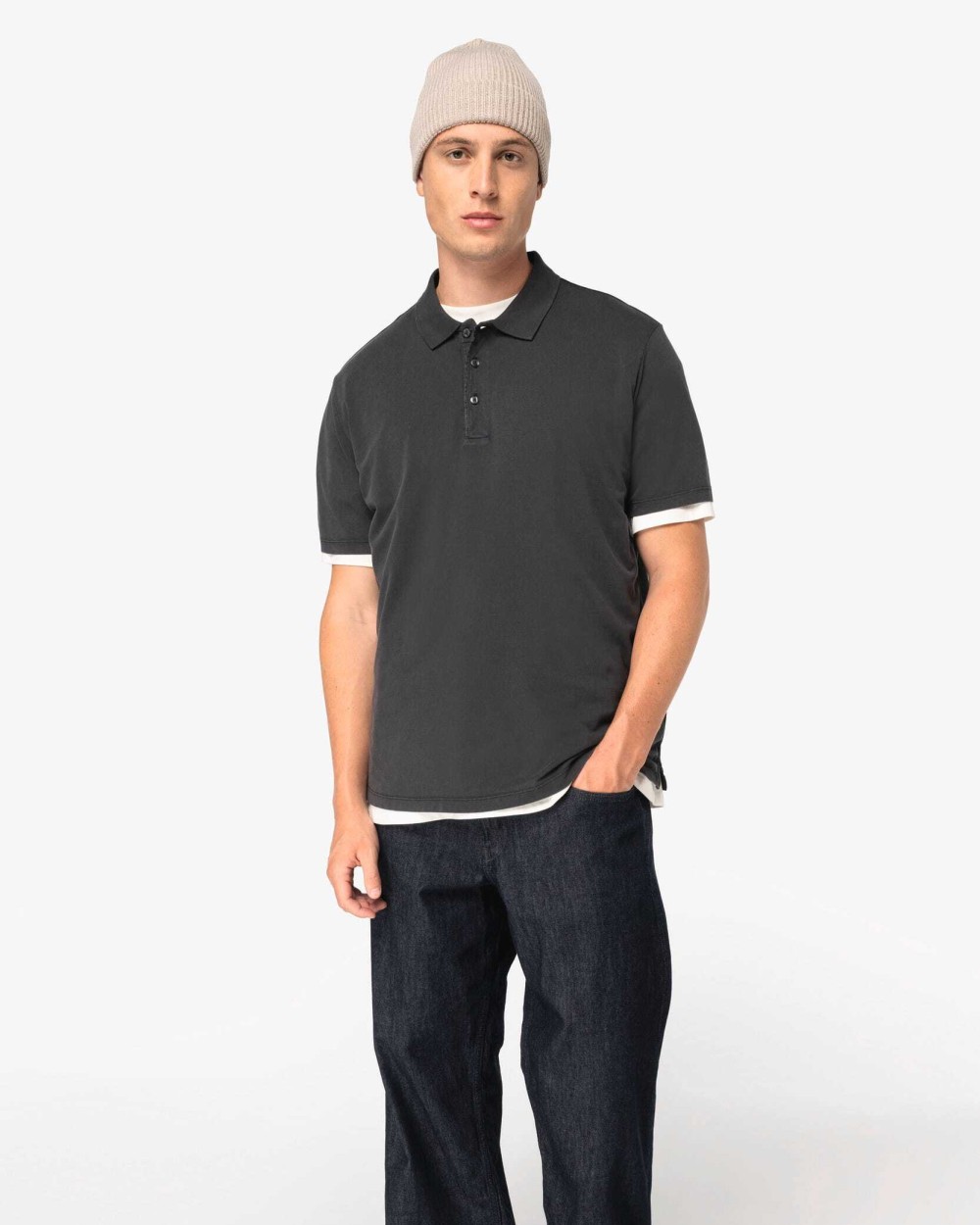 NATIVE SPIRIT Umweltfreundliches ausgewaschenes Herren-Polohemd aus Jersey Poloshirts personalisierbar