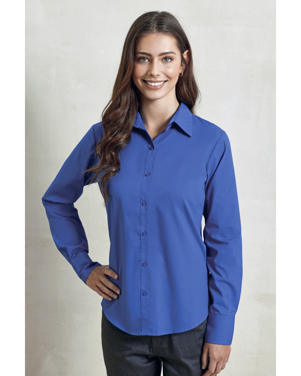 Hemden PREMIER Ladies` Poplin Long Sleeve Blouse voor bedrukking &amp; borduring