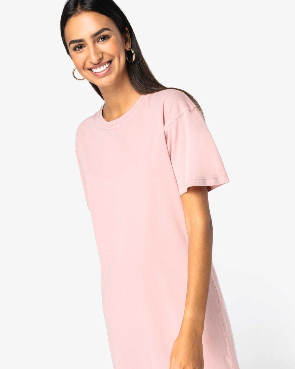 Jurken NATIVE SPIRIT Ecologische verwassen T-shirtjurk voor bedrukking &amp; borduring