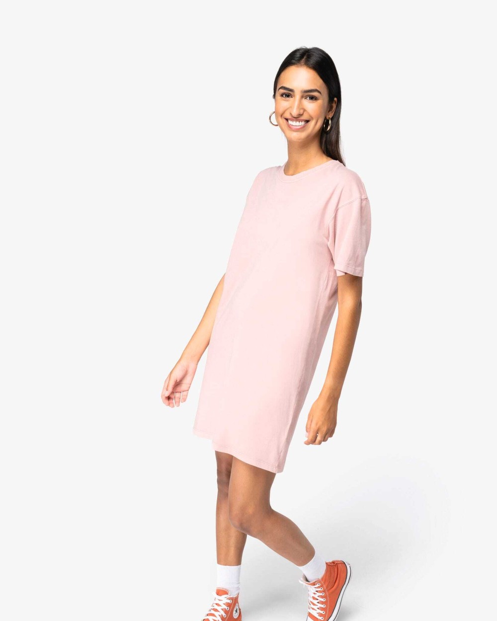 Jurken NATIVE SPIRIT Ecologische verwassen T-shirtjurk voor bedrukking &amp; borduring