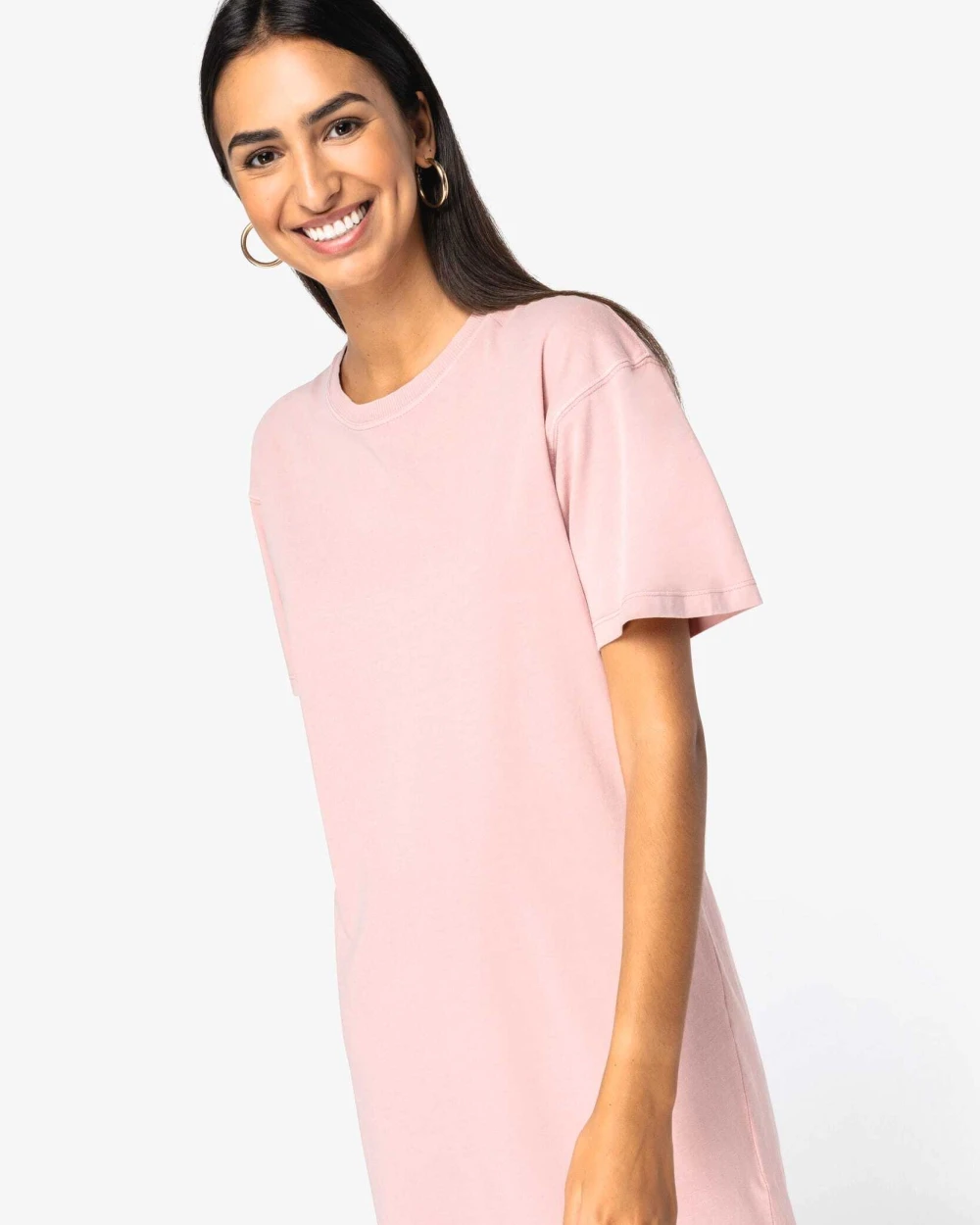 Jurken NATIVE SPIRIT Ecologische verwassen T-shirtjurk voor bedrukking &amp; borduring