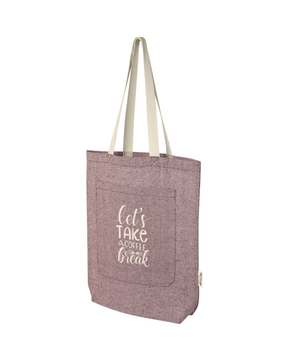 Tote bags personnalisable 4DO Sac shopping Pheebs en coton recyclé 150 g/m² de 9 l avec poche avant