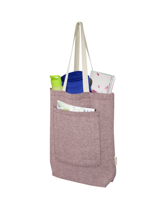 4DO Pheebs 150 g/m² recycelte Tragetasche mit Frontfach 9L Tote Bags personalisierbar