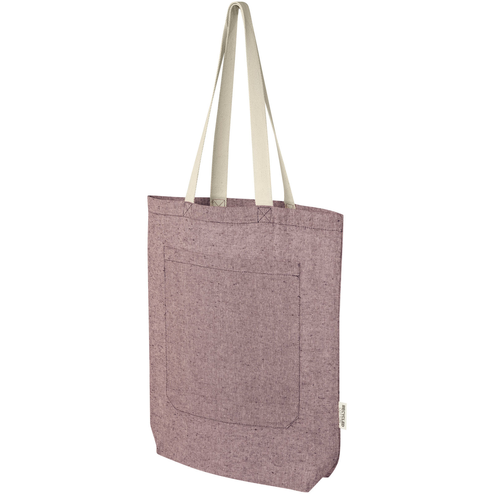 Tote bags personnalisable 4DO Sac shopping Pheebs en coton recyclé 150 g/m² de 9 l avec poche avant