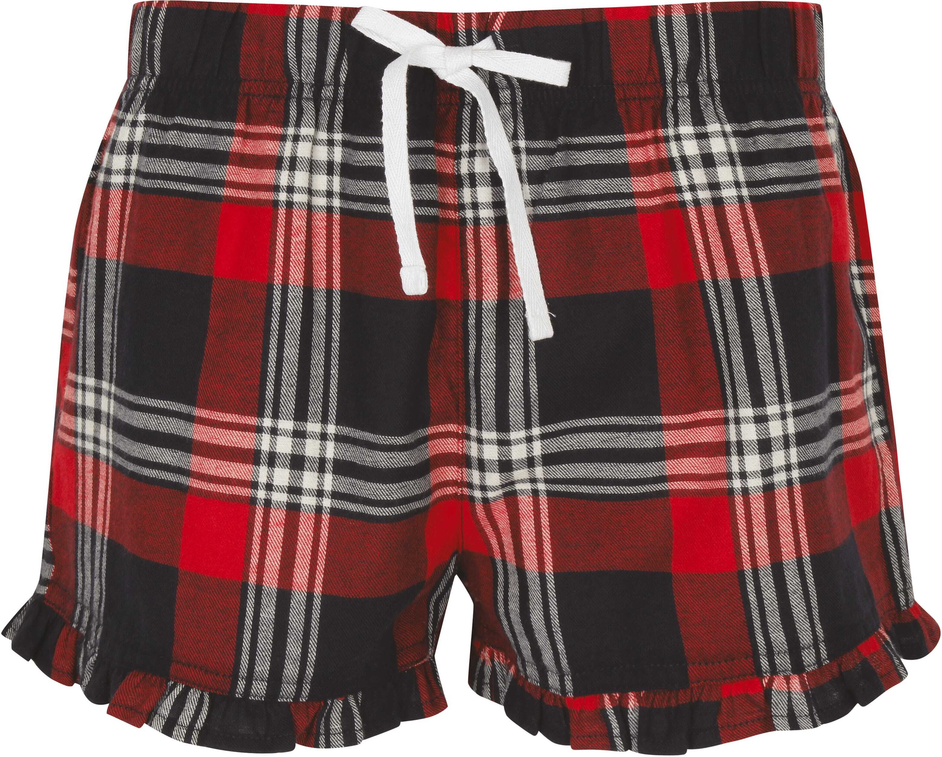 Bermuda's & Shorts SKINNIFIT Women's Tartan Frill Lounge Shorts voor bedrukking &amp; borduring