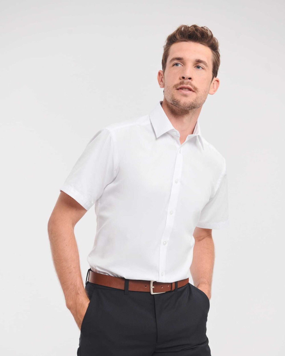 Hemden RUSSELL Men's Short Sleeve Herringbone Shirt voor bedrukking &amp; borduring