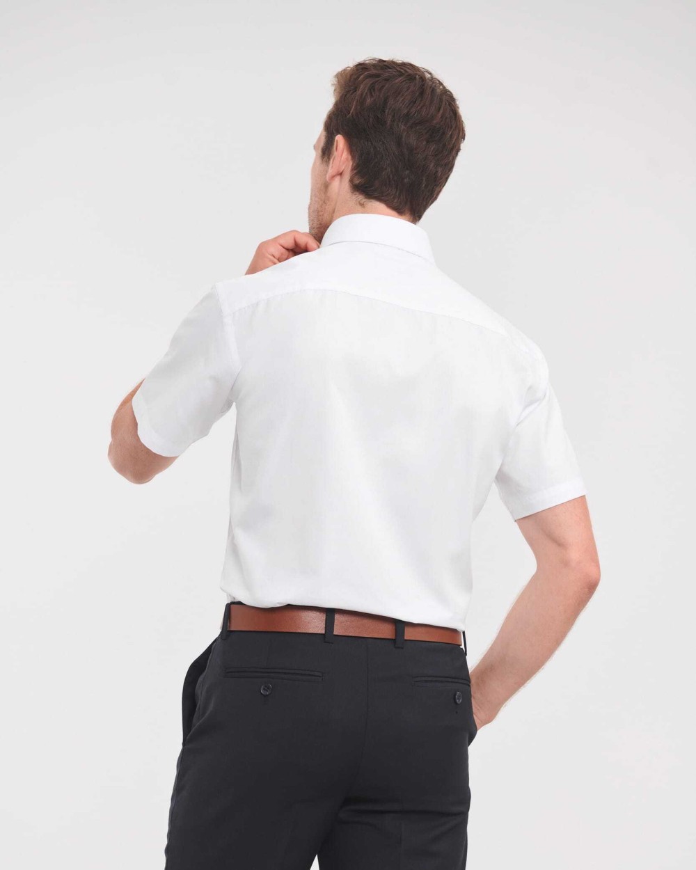 RUSSELL Men's Short Sleeve Herringbone Shirt Hemden personalisierbar