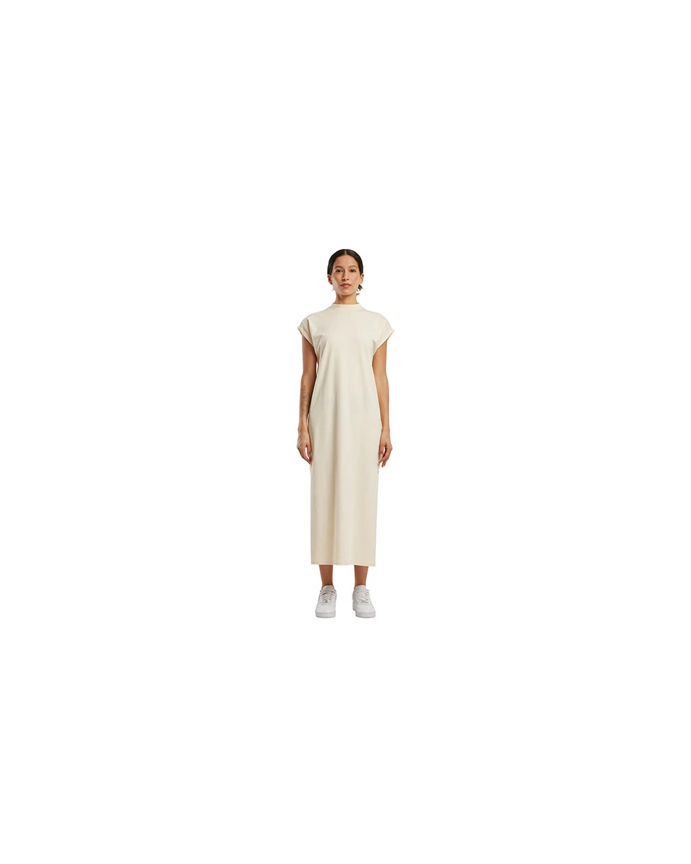 BUILD YOUR BRAND Ladies Long Extended Shoulder Dress Kleider personalisierbar
