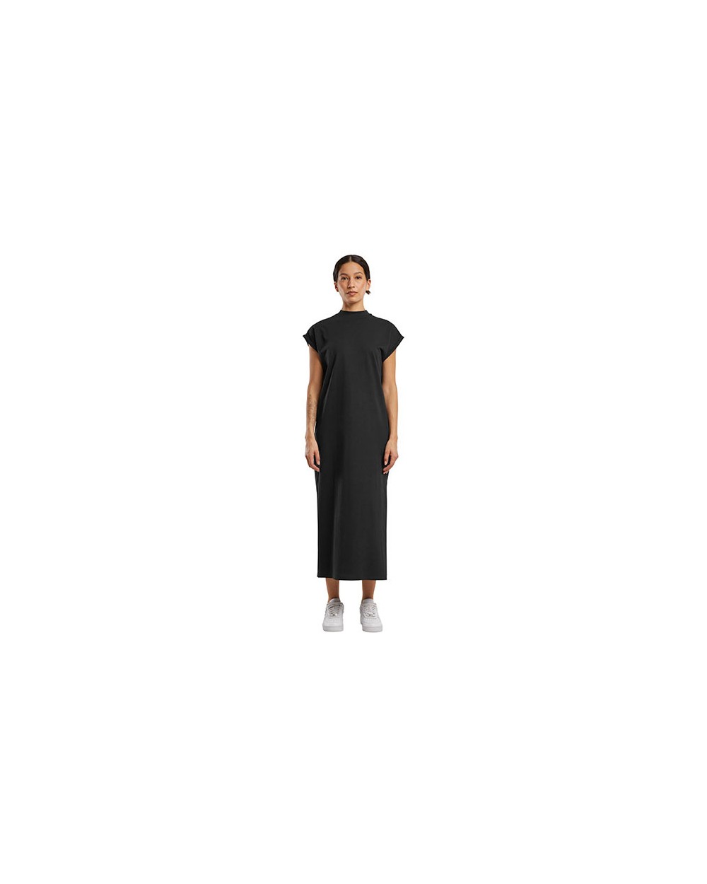 Jurken BUILD YOUR BRAND Ladies Long Extended Shoulder Dress voor bedrukking &amp; borduring
