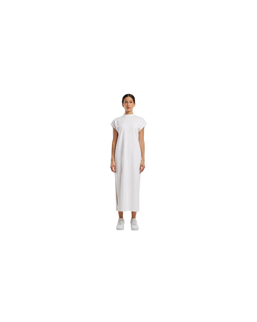 Jurken BUILD YOUR BRAND Ladies Long Extended Shoulder Dress voor bedrukking &amp; borduring