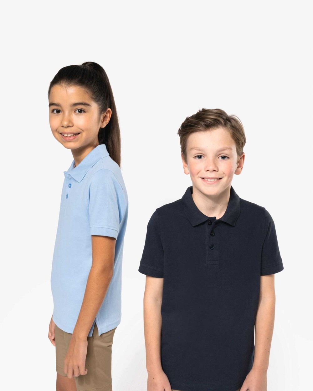 KARIBAN Kinder Kurzarm Poloshirt aus Baumwollpiqué Poloshirts personalisierbar