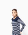 T-shirts KARIBAN Gestreept dames-T-shirt lange mouwen voor bedrukking &amp; borduring