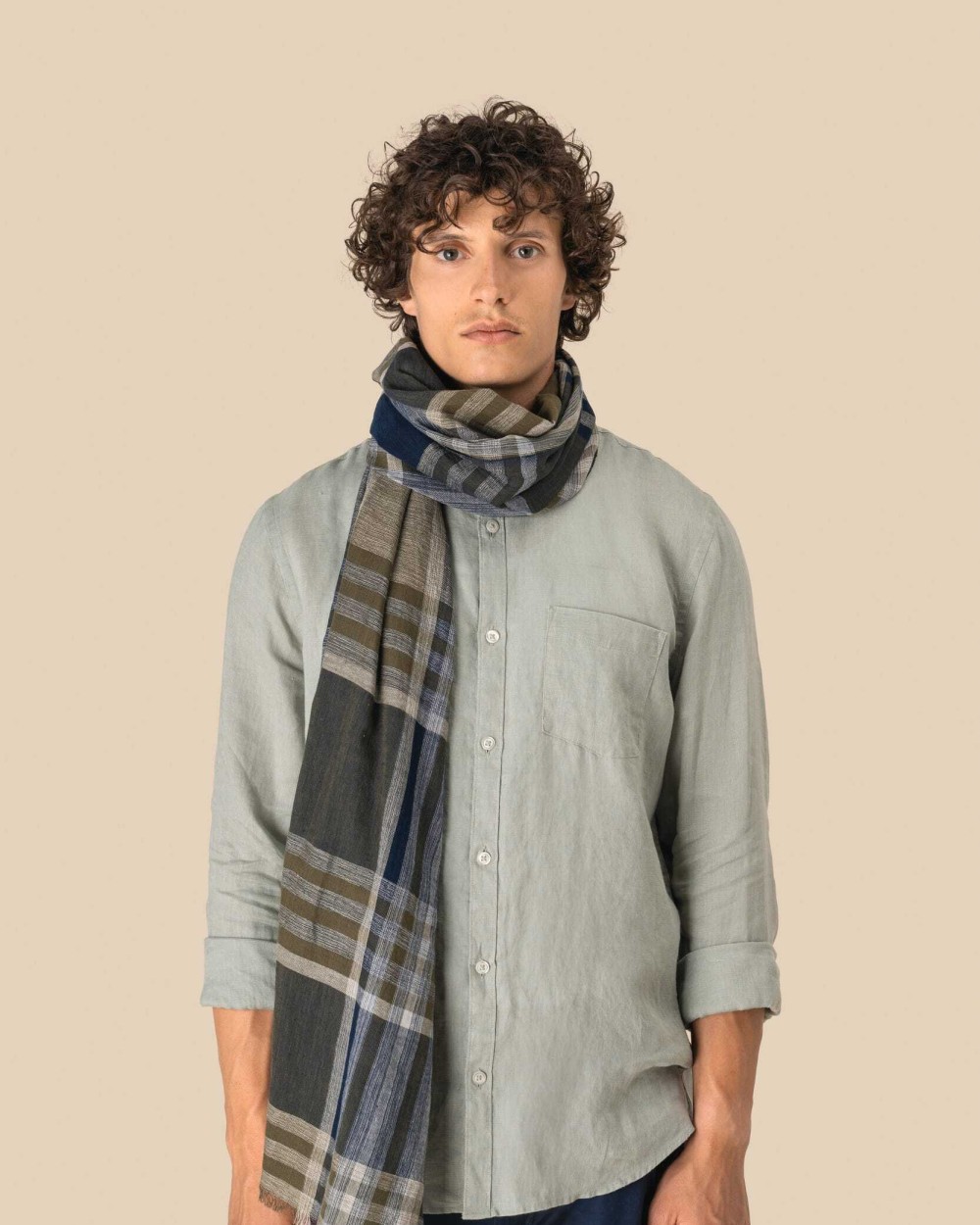 Sjaals SPASSO Uniseks tulbanddoek met ruit- en streepmotief. voor bedrukking &amp; borduring
