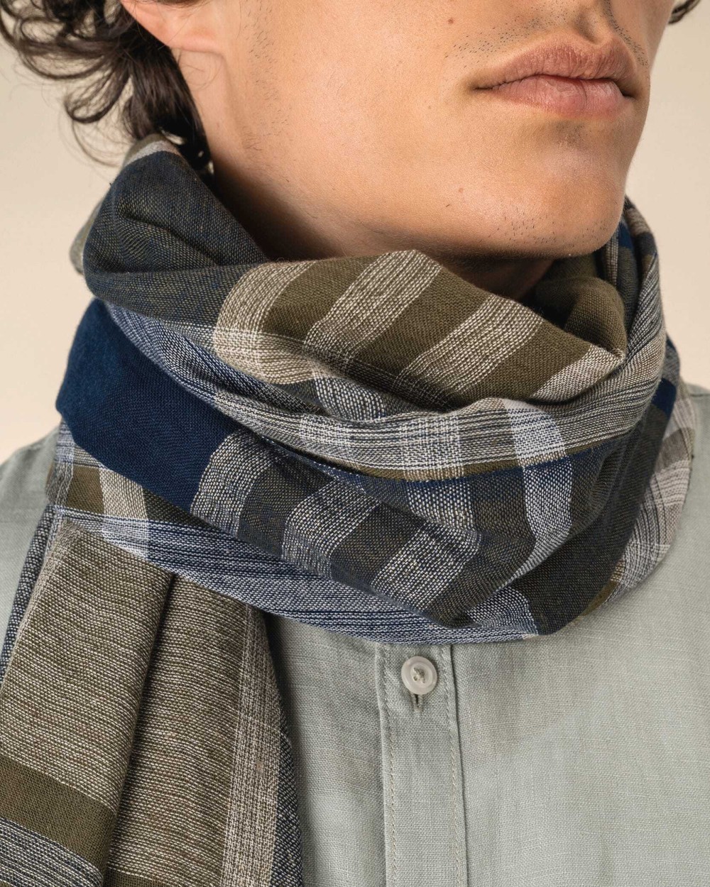 Sjaals SPASSO Uniseks tulbanddoek met ruit- en streepmotief. voor bedrukking &amp; borduring