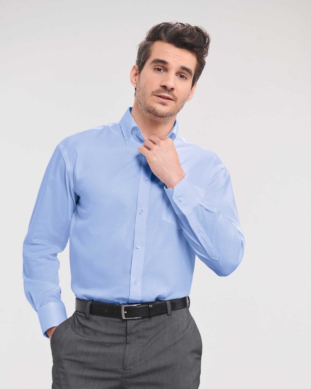 RUSSELL Men's Long Sleeve Ultimate Non-Iron Shirt Hemden personalisierbar