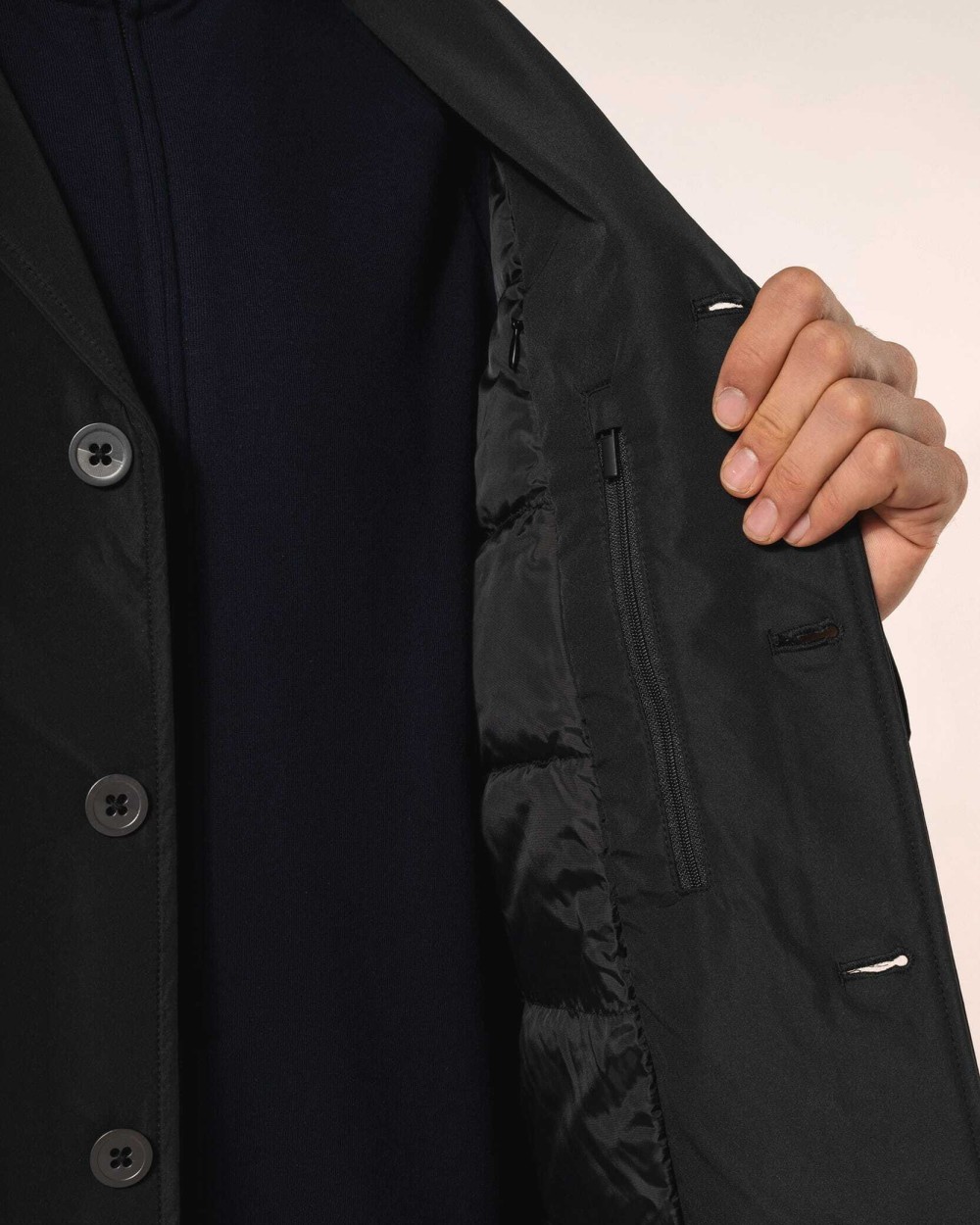 Jassen KARIBAN Gestructureerde trenchcoat voor heren voor bedrukking &amp; borduring