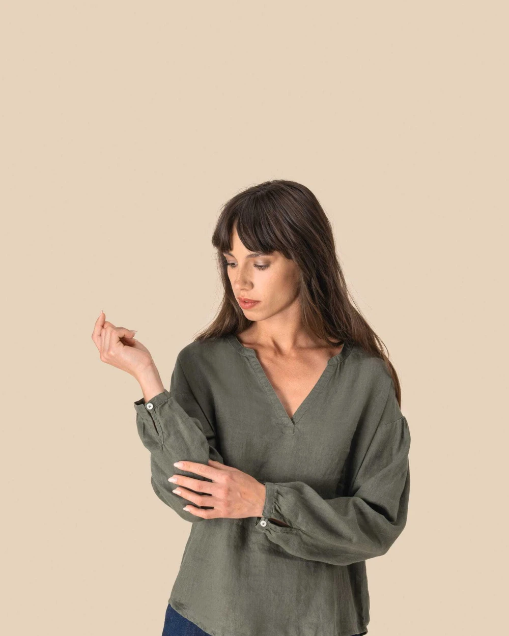 Hemden SPASSO Linnen damesblouse voor bedrukking &amp; borduring