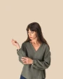Hemden SPASSO Linnen damesblouse voor bedrukking &amp; borduring