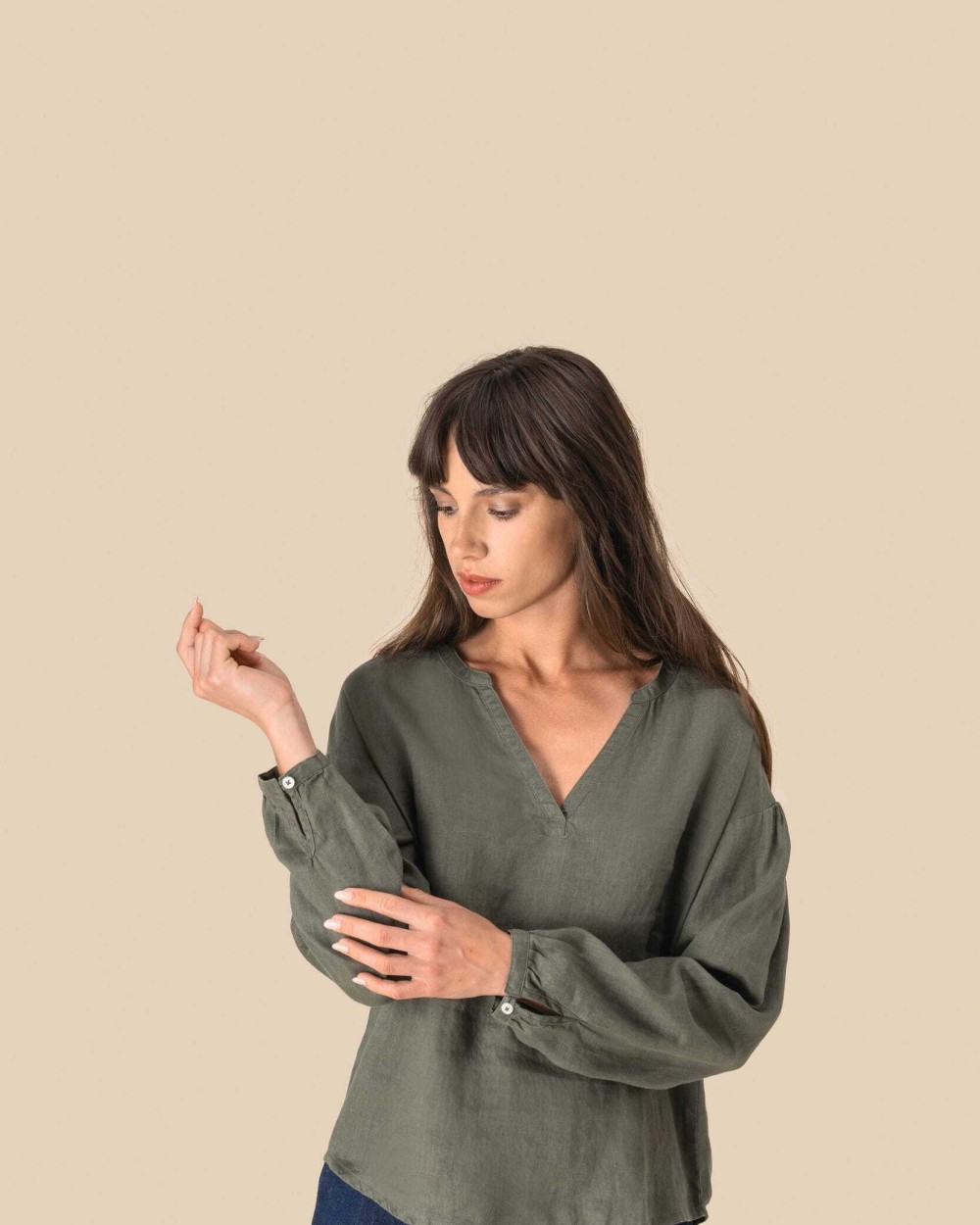 Hemden SPASSO Linnen damesblouse voor bedrukking &amp; borduring