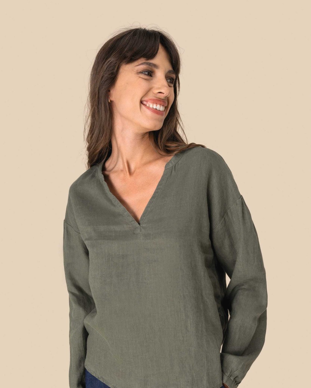 Hemden SPASSO Linnen damesblouse voor bedrukking &amp; borduring