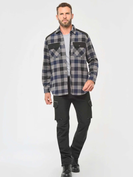 Chemises à personnaliser WK. DESIGNED TO WORK Chemise à carreaux avec poches homme 