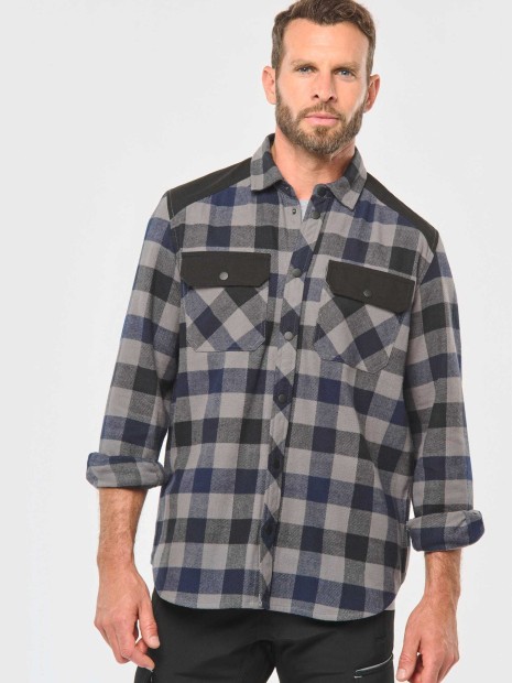 Chemises à personnaliser WK. DESIGNED TO WORK Chemise à carreaux avec poches homme 