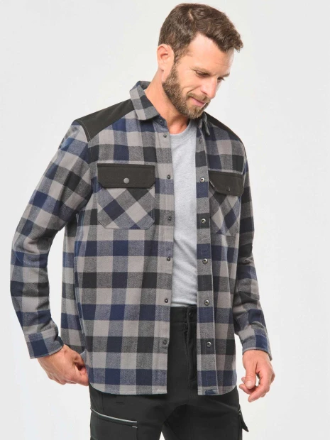 Chemises à personnaliser WK. DESIGNED TO WORK Chemise à carreaux avec poches homme 