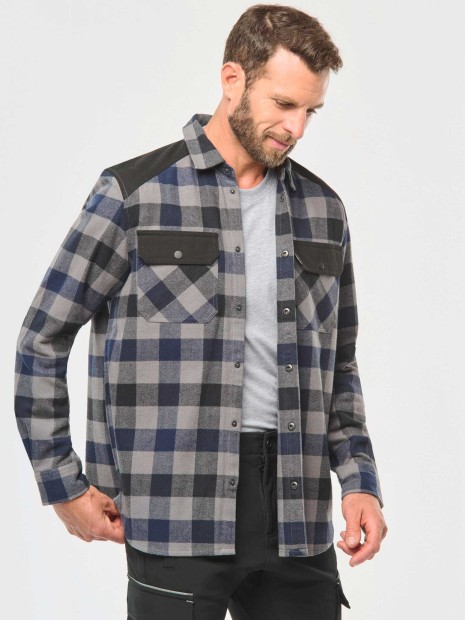 Chemises à personnaliser WK. DESIGNED TO WORK Chemise à carreaux avec poches homme 