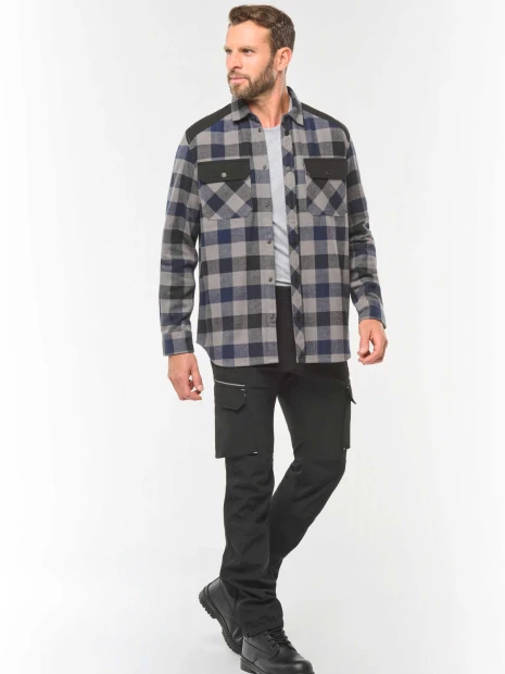Chemises à personnaliser WK. DESIGNED TO WORK Chemise à carreaux avec poches homme 
