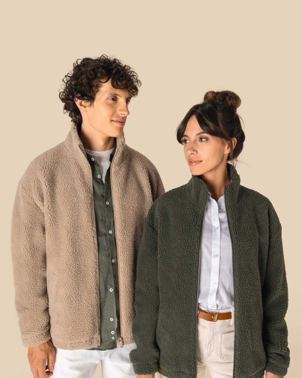 Laines polaires personnalisable SPASSO Sweat-shirt zippé à épaules tombantes en sherpa unisexe