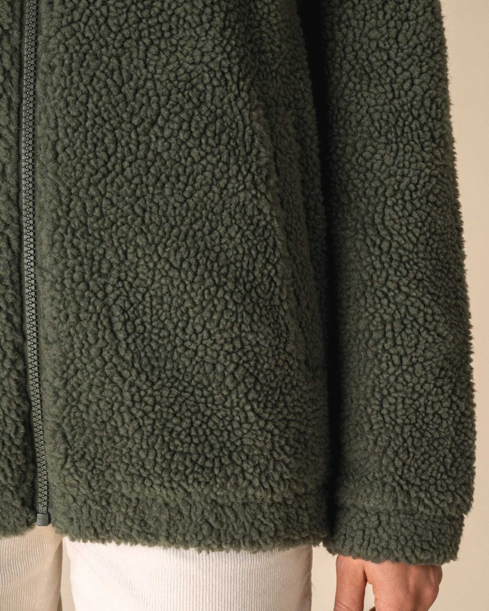 SPASSO Unisex-Sweatshirt aus Sherpa mit Reißverschluss und überschnittenen Schultern Polar Fleeces personalisierbar