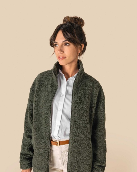 Sweat-shirts personnalisable SPASSO Sweat-shirt zippé à épaules tombantes en sherpa unisexe