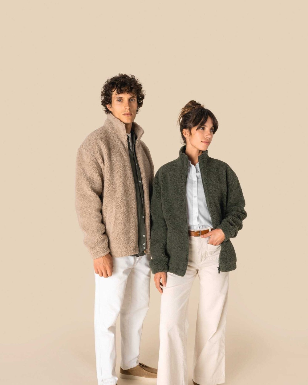 Sweat-shirts personnalisable SPASSO Sweat-shirt zippé à épaules tombantes en sherpa unisexe